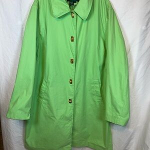 Ralph Lauren 2X Lime Green Trench Coat